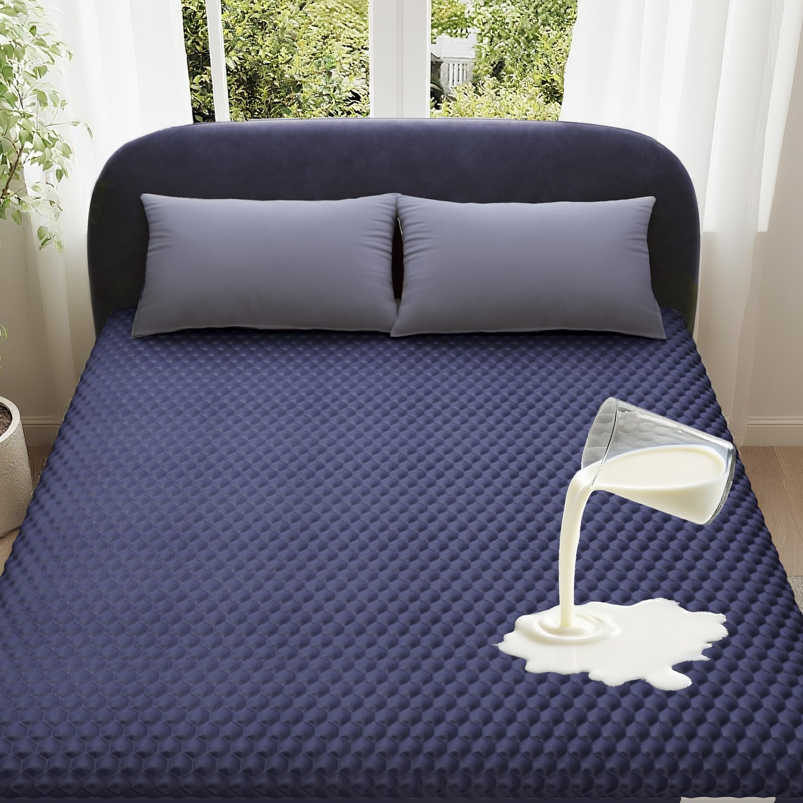 OhGeni 100% Waterproof Mattress Protector, Queen Size Mattress Pad, Fits 6"-20" Mattresses with Deep Pocket, Cooling, Breathable Fitted Sheets, Soft Bed Cover, Noiseless, Machine Washable